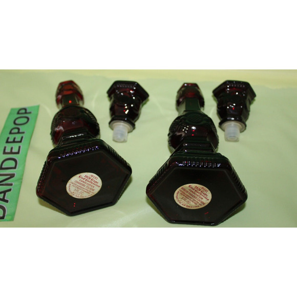 Ruby Red Glass Avon Cape Cod 1876 Pair Of Charisma Cologne Candlesticks Empty - Picture 7 of 16